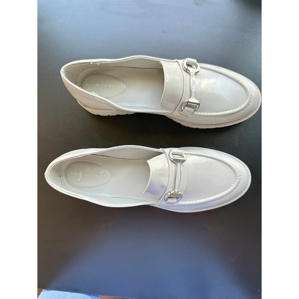 Bandolino Loafers Cream Bit Lug Sole Preppy Academia Minimalist 8.5 M Work